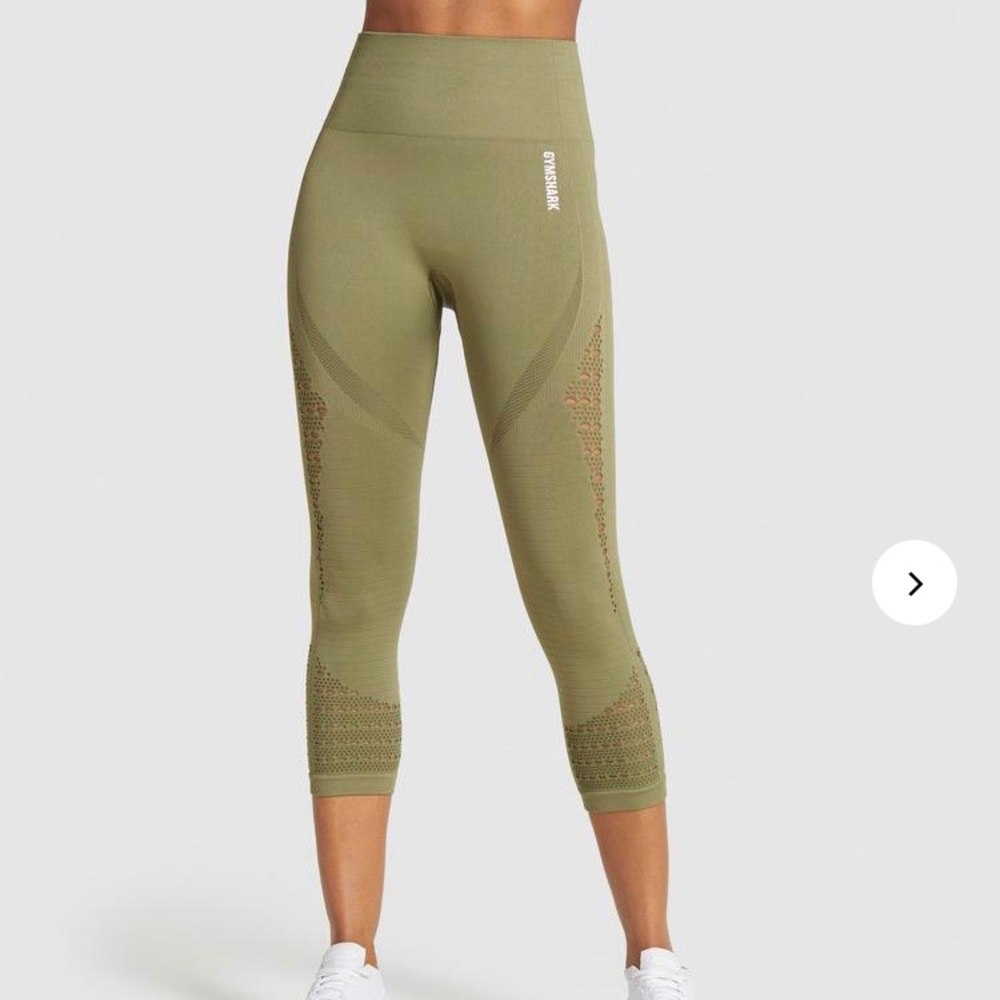 GYM SHARK SEAMLESS CROPPED LEGGINGS dark green